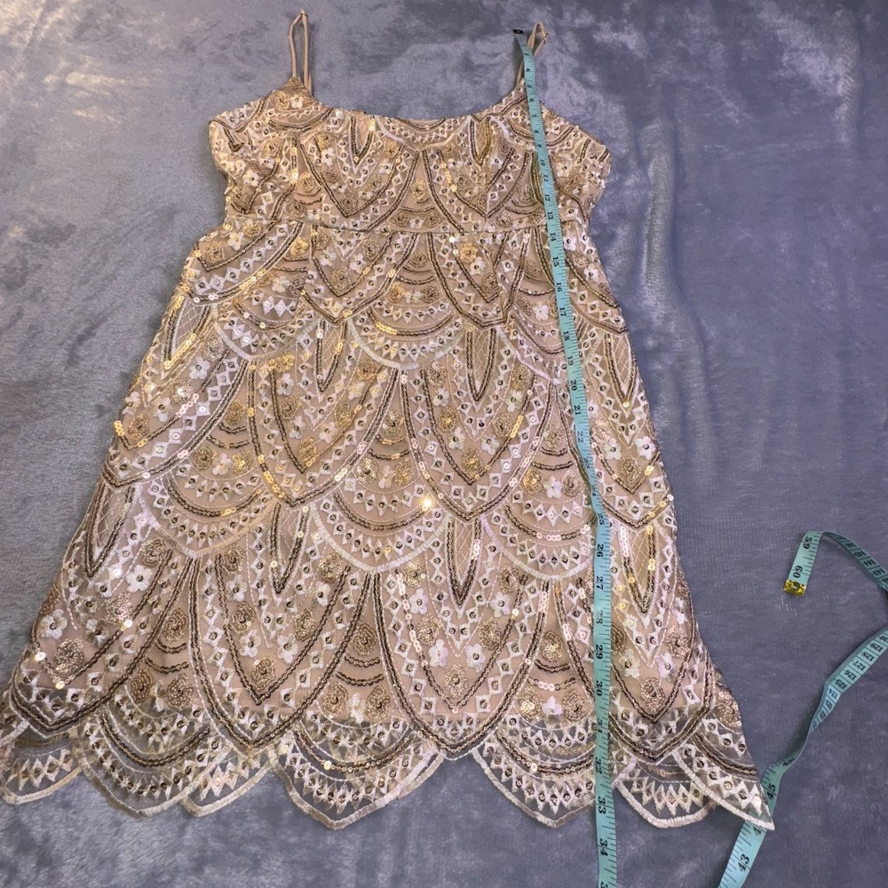 Hello Molly Nation Dress Sz 8 Gold Sequin Embroidered Party Holiday Gala Hoco - Picture 5 of 13